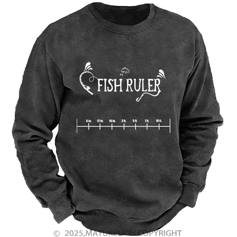 Maturelion Men's Sweatshirt Fishing Ruler Sweatshirt