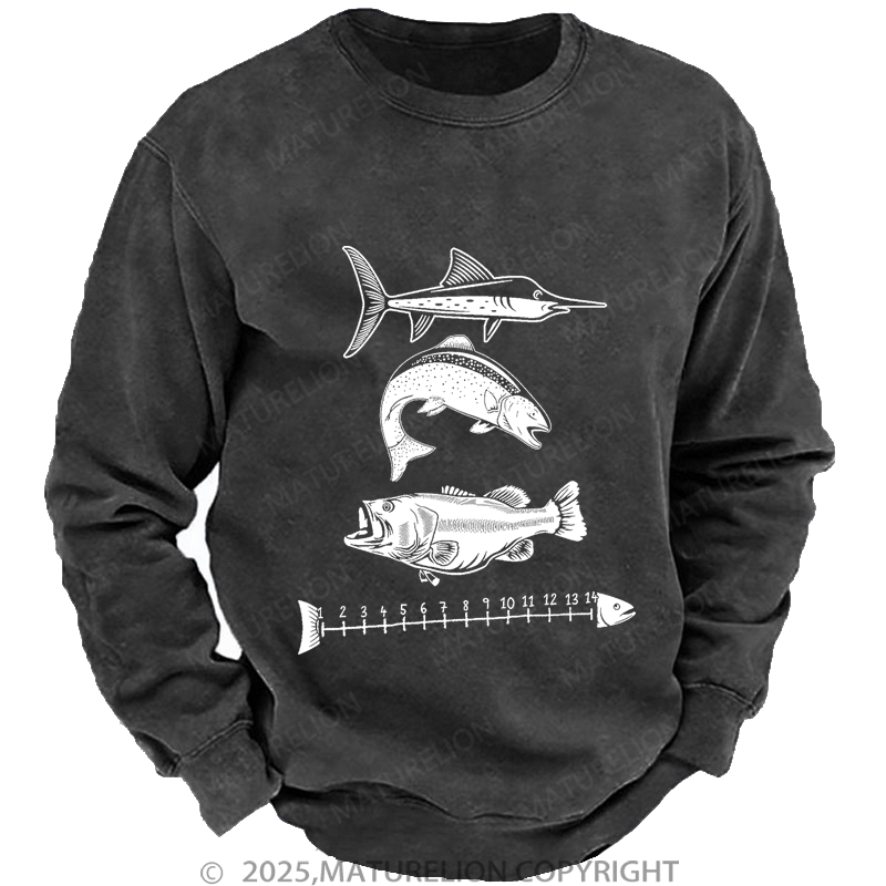 Maturelion Men's Sweatshirt Fishing Ruler Sweatshirt