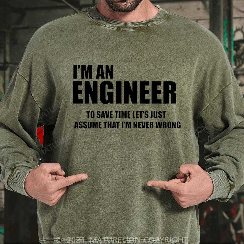 Maturelion Men's Sweatshirt Funny Engineer Custom Sweatshirt