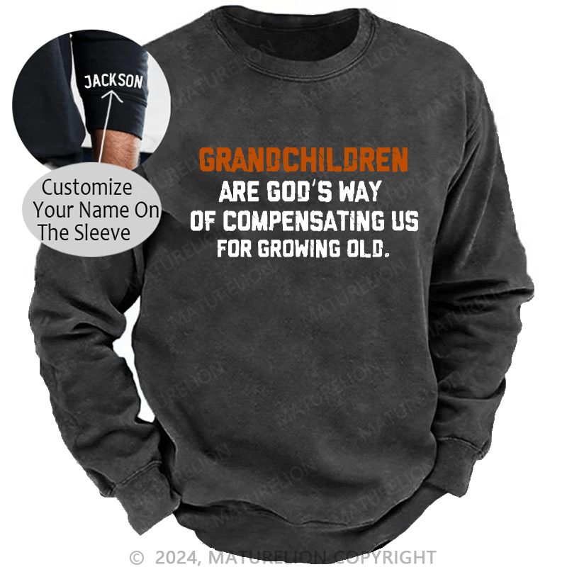 Maturelion Men's Sweatshirt Grandchildren Are God’S Way Of Compensating Us For Growing Old Custom Sweatshirt