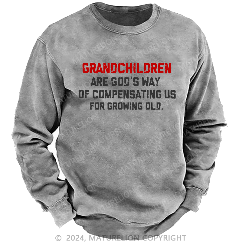 Maturelion Men's Sweatshirt Grandchildren Are God’S Way Of Compensating Us For Growing Old Custom Sweatshirt