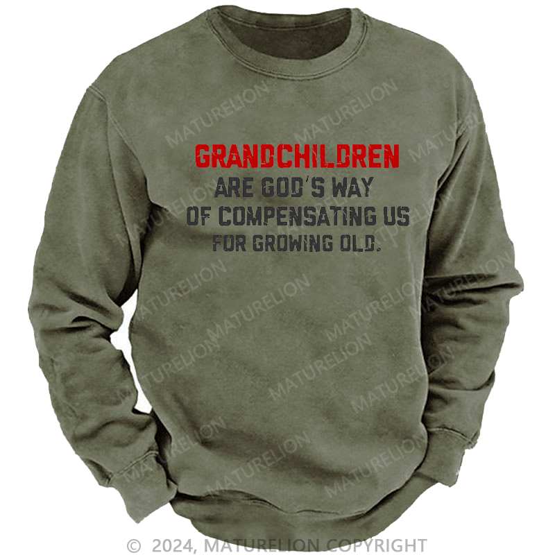 Maturelion Men's Sweatshirt Grandchildren Are God’S Way Of Compensating Us For Growing Old Custom Sweatshirt