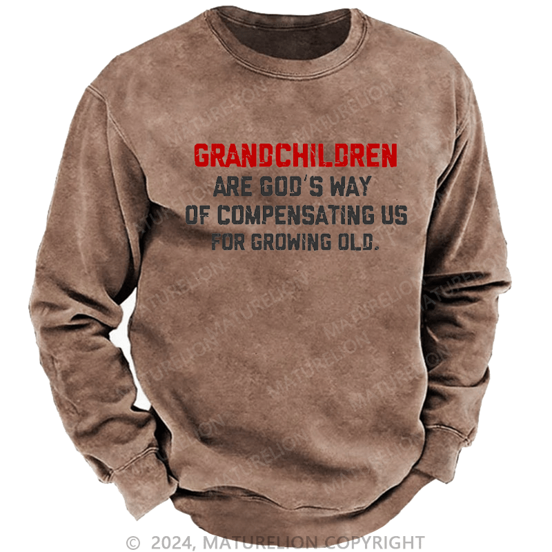 Maturelion Men's Sweatshirt Grandchildren Are God’S Way Of Compensating Us For Growing Old Custom Sweatshirt