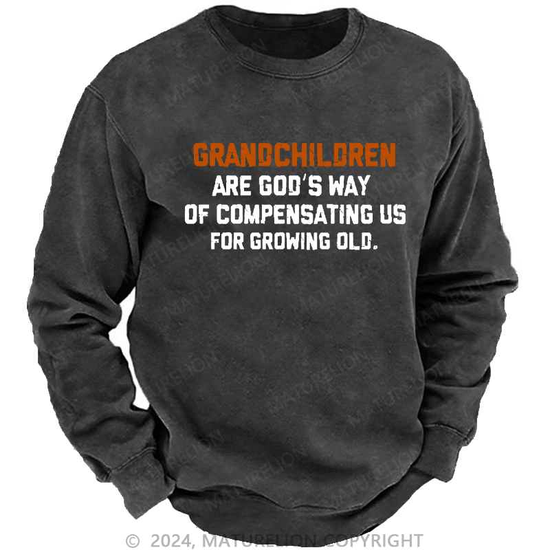 Maturelion Men's Sweatshirt Grandchildren Are God’S Way Of Compensating Us For Growing Old Custom Sweatshirt