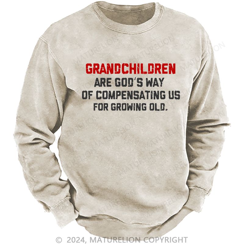 Maturelion Men's Sweatshirt Grandchildren Are God’S Way Of Compensating Us For Growing Old Custom Sweatshirt