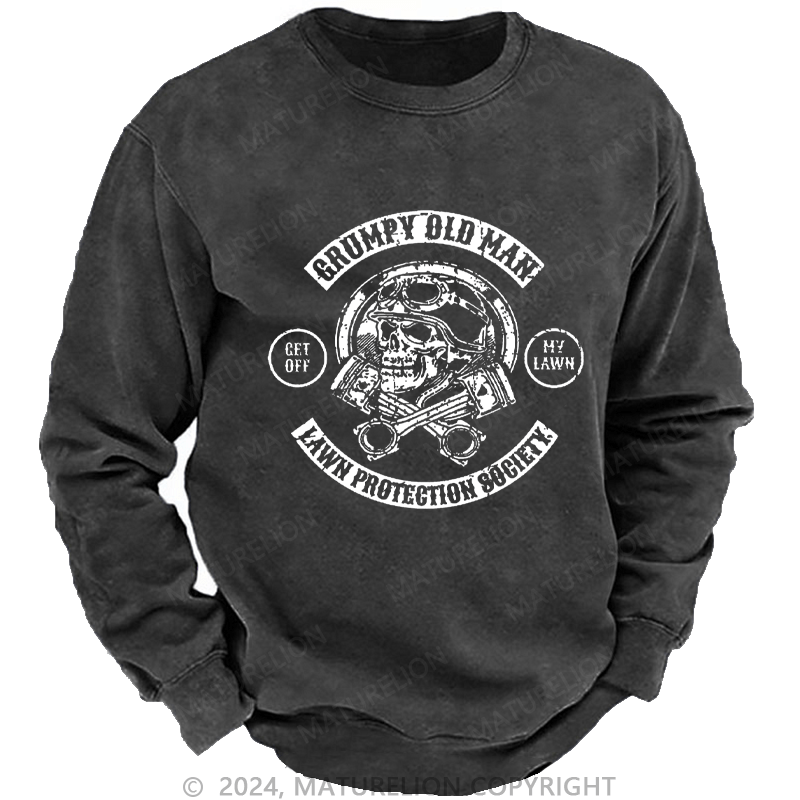 Maturelion Men's Sweatshirt Grumpy Old Man Lawn Protection Society Custom Sweatshirt