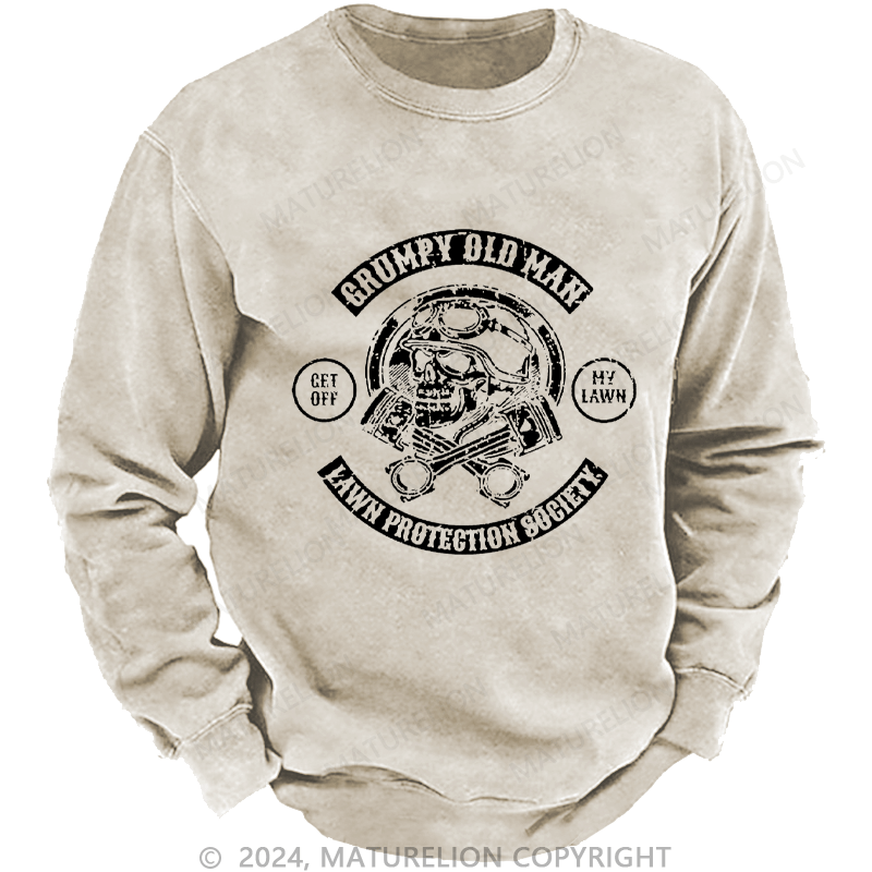 Maturelion Men's Sweatshirt Grumpy Old Man Lawn Protection Society Custom Sweatshirt