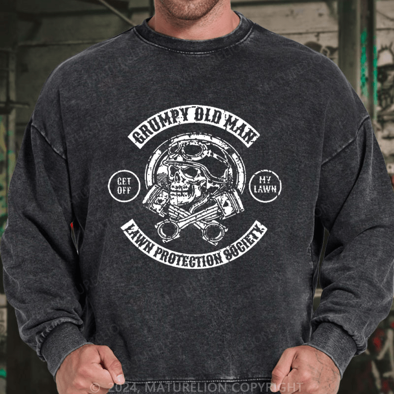 Maturelion Men's Sweatshirt Grumpy Old Man Lawn Protection Society Custom Sweatshirt