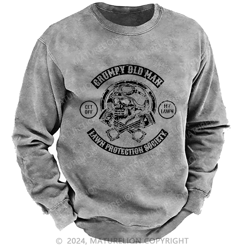 Maturelion Men's Sweatshirt Grumpy Old Man Lawn Protection Society Custom Sweatshirt