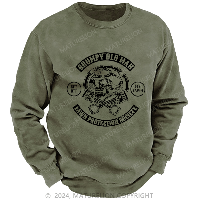 Maturelion Men's Sweatshirt Grumpy Old Man Lawn Protection Society Custom Sweatshirt