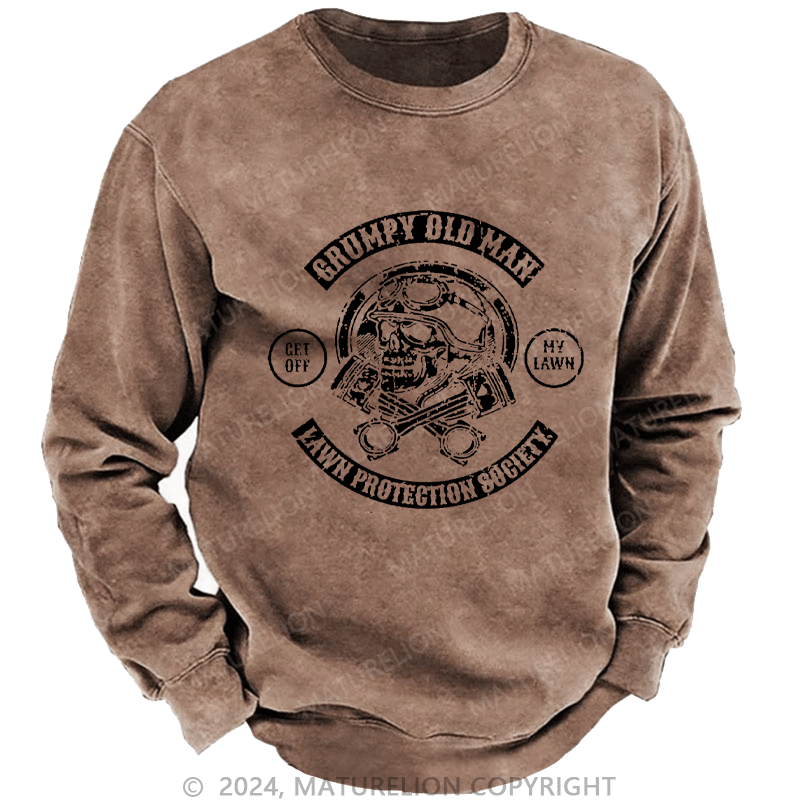 Maturelion Men's Sweatshirt Grumpy Old Man Lawn Protection Society Custom Sweatshirt