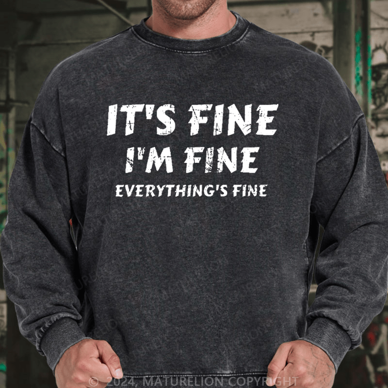 Maturelion Men's Sweatshirt It's Fine I'm Fine Everything's Fine Funny Baseball Custom Sweatshirt