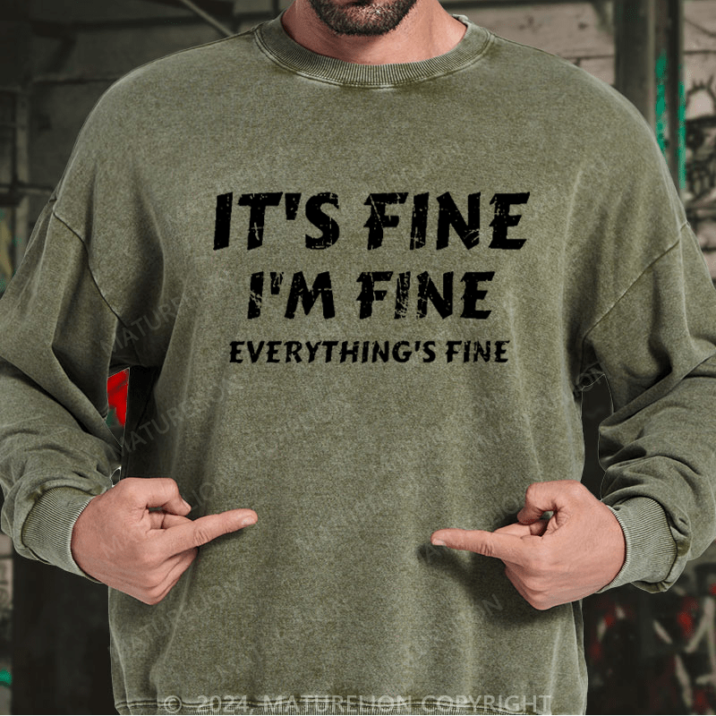 Maturelion Men's Sweatshirt It's Fine I'm Fine Everything's Fine Funny Baseball Custom Sweatshirt