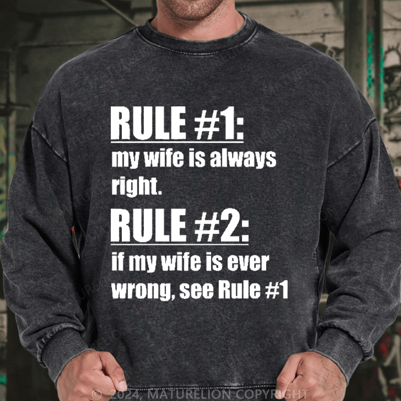 Maturelion Men's Sweatshirt Rule #1 My Wife Is Always Right Custom Sweatshirt