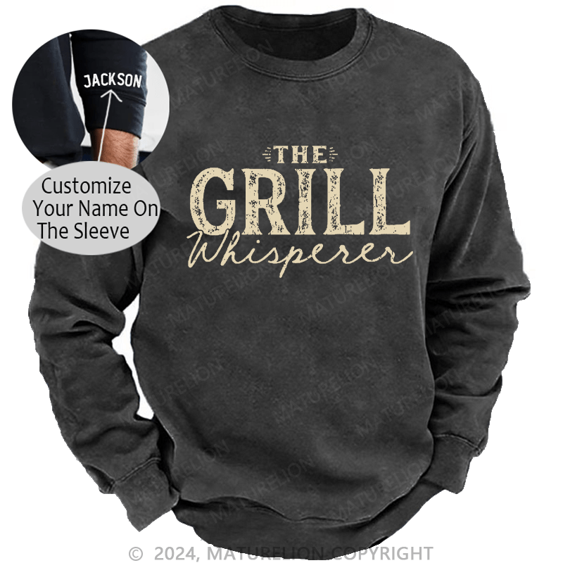 Maturelion Men's Sweatshirt The Grill Whisperer Funny Custom Sweatshirt