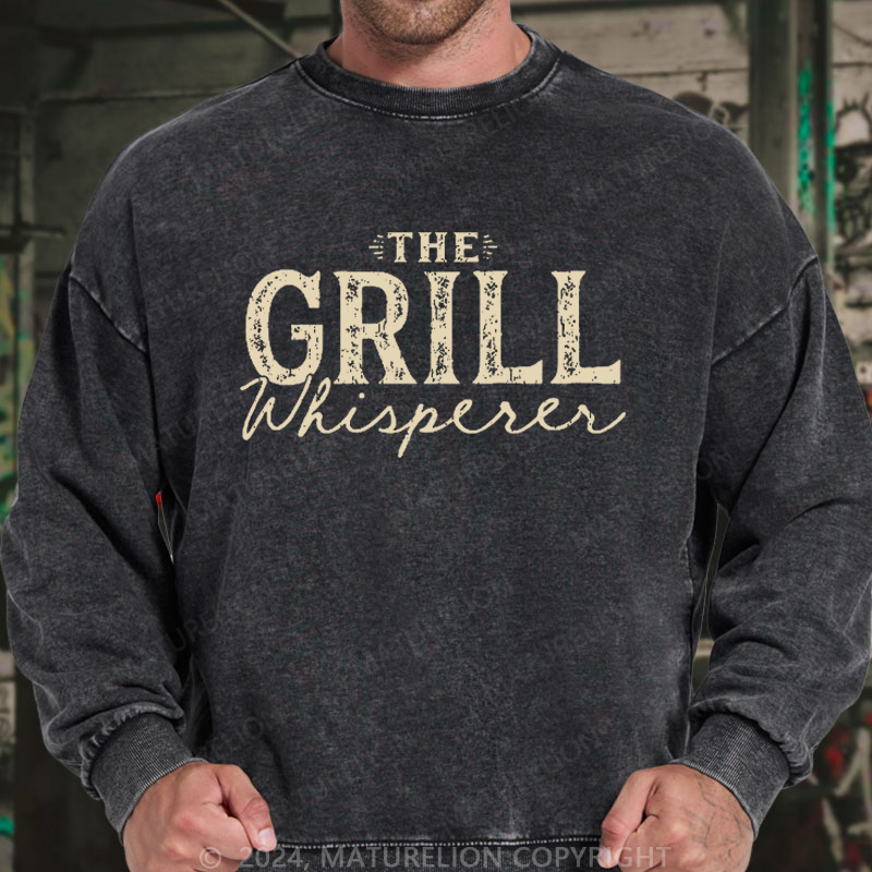 Maturelion Men's Sweatshirt The Grill Whisperer Funny Custom Sweatshirt