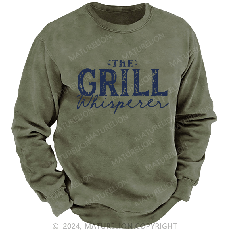 Maturelion Men's Sweatshirt The Grill Whisperer Funny Custom Sweatshirt