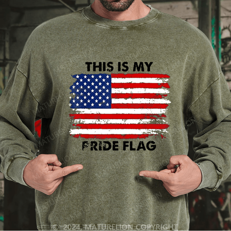 Maturelion Men's Sweatshirt This Is My Pride Flag USA Flag Print Custom Sweatshirt