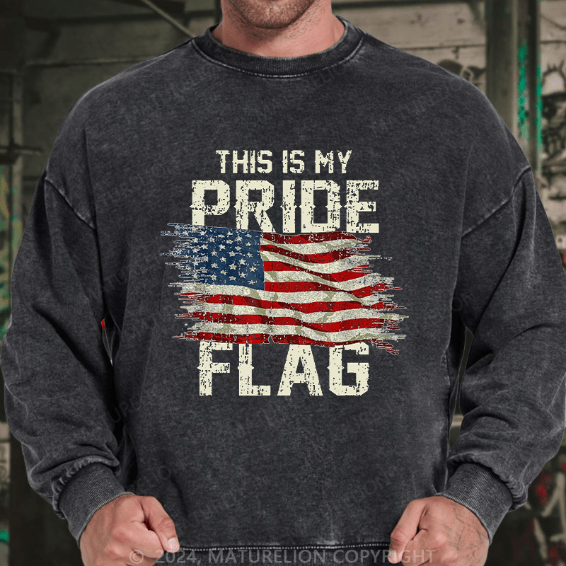 Maturelion Men's Sweatshirt This Is My Proud Flag 4th of July Custom Sweatshirt