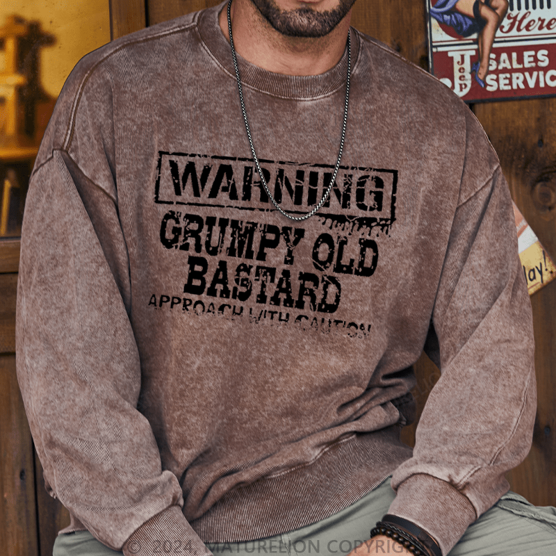 Maturelion Men's Sweatshirt Warning: Grumpy Old Bastard Custom Sweatshirt