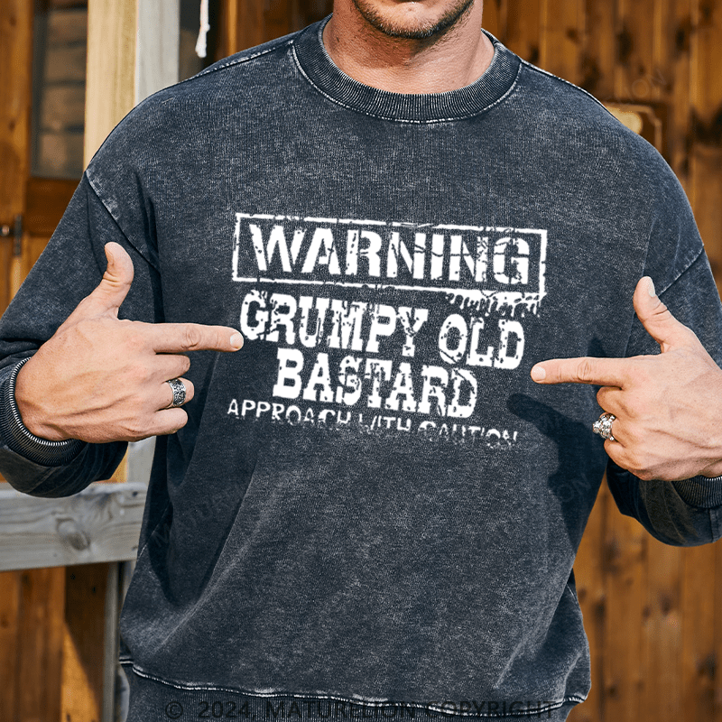 Maturelion Men's Sweatshirt Warning: Grumpy Old Bastard Custom Sweatshirt