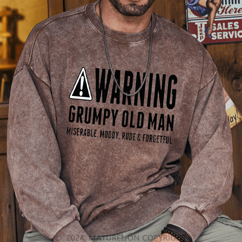 Maturelion Men's Sweatshirt Warning Grumpy Old Man Approach At Own Risk Custom Sweatshirt