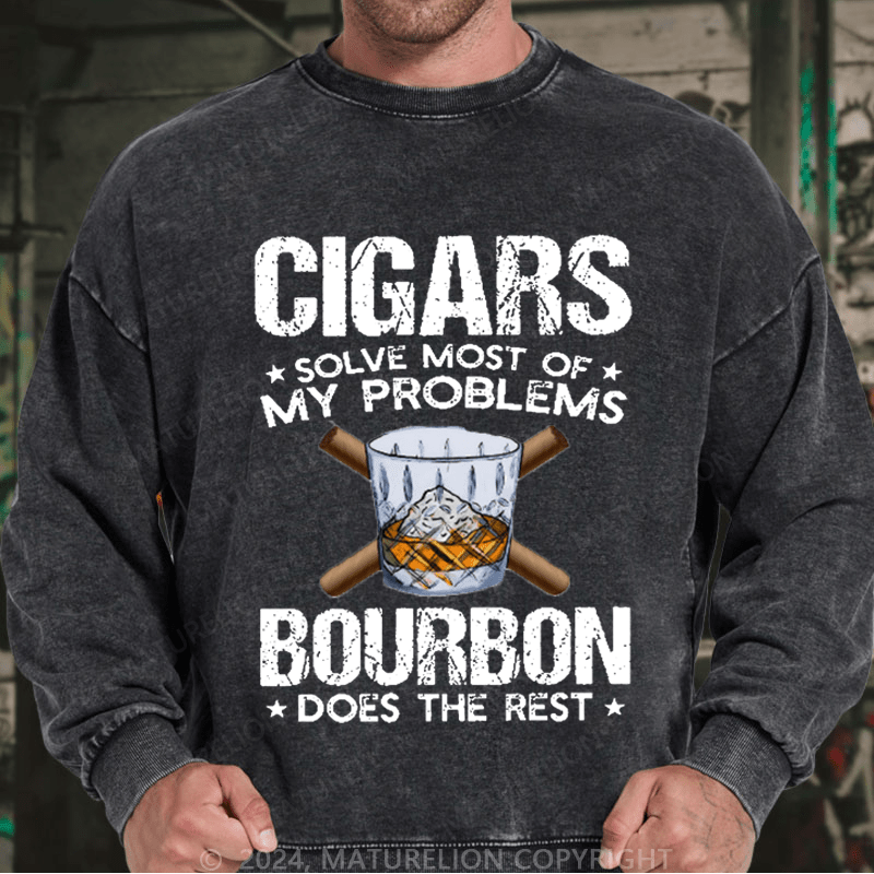 Maturelion Men's Sweatshirt Cigars Solve Most Of My Problems Custom Sweatshirt