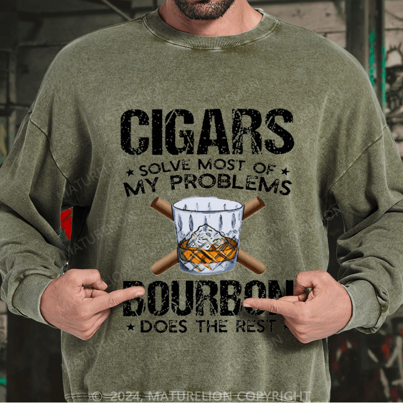 Maturelion Men's Sweatshirt Cigars Solve Most Of My Problems Custom Sweatshirt