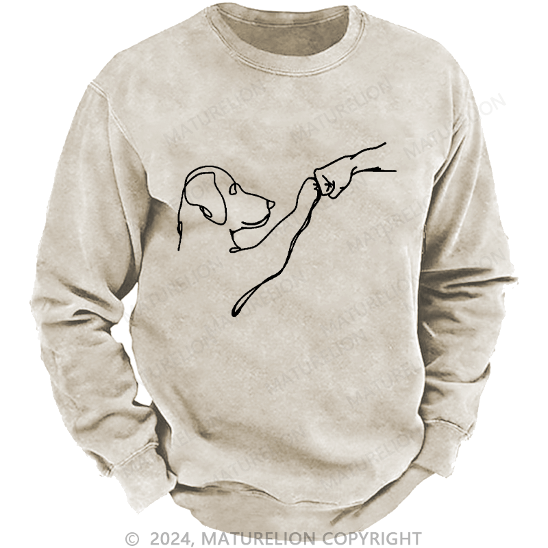 Maturelion Men's Sweatshirt Dog Fist Bump Custom Sweatshirt