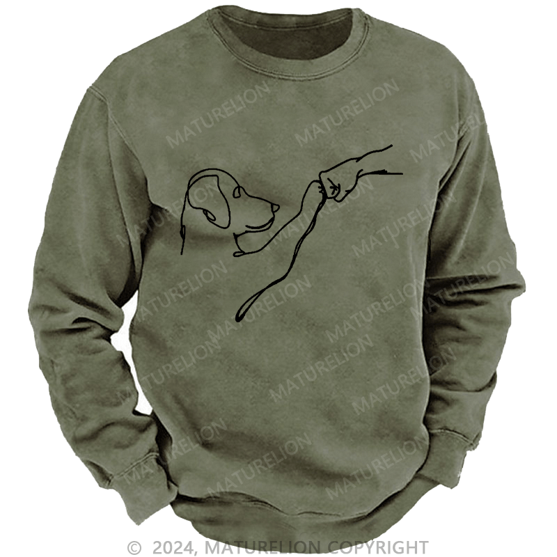 Maturelion Men's Sweatshirt Dog Fist Bump Custom Sweatshirt