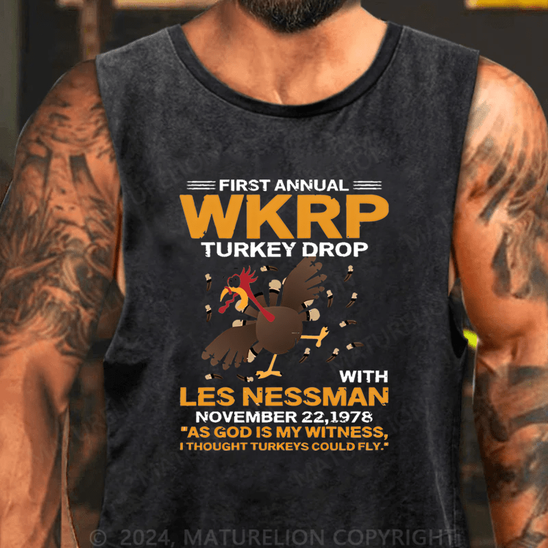 Maturelion Men's Tank Top First Annual Wkrp Turkey Drop Tank Top