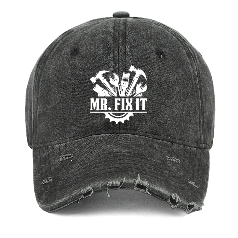 Maturelion Mr. Fix It Funny Dad Gift Washed Vintage Cap