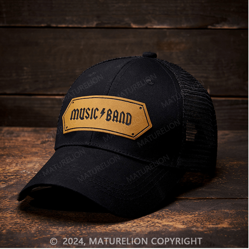 Maturelion Music Band Leather Patch Cap