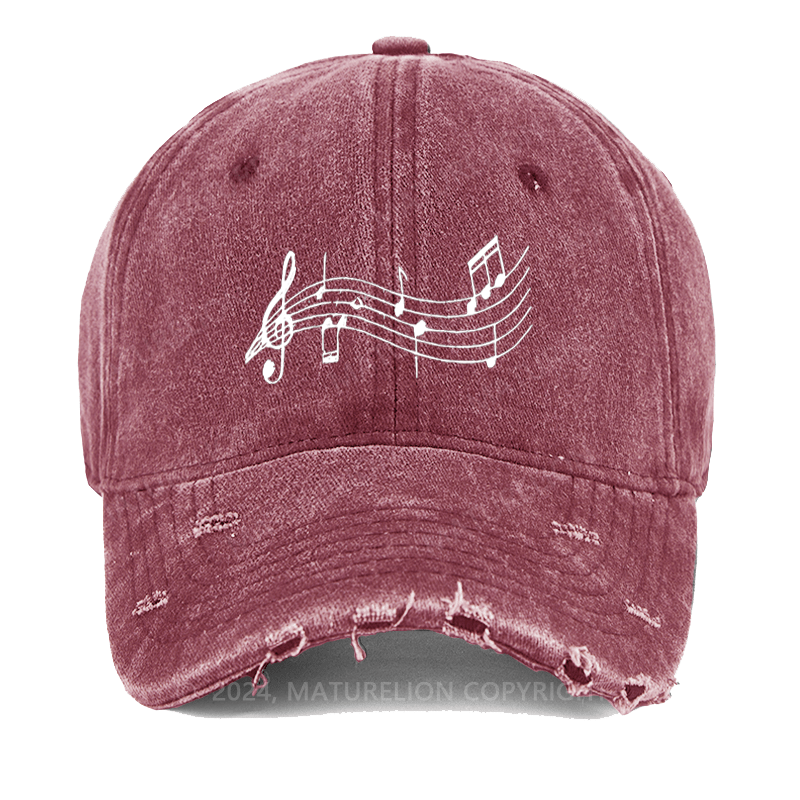 Maturelion Music Symbol Washed Vintage Cap