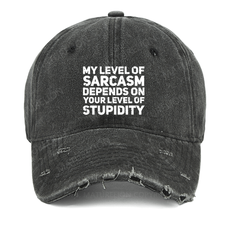 Maturelion My Level Of Sarcasm Depends On Your Level Of Stupidity Washed Vintage Cap