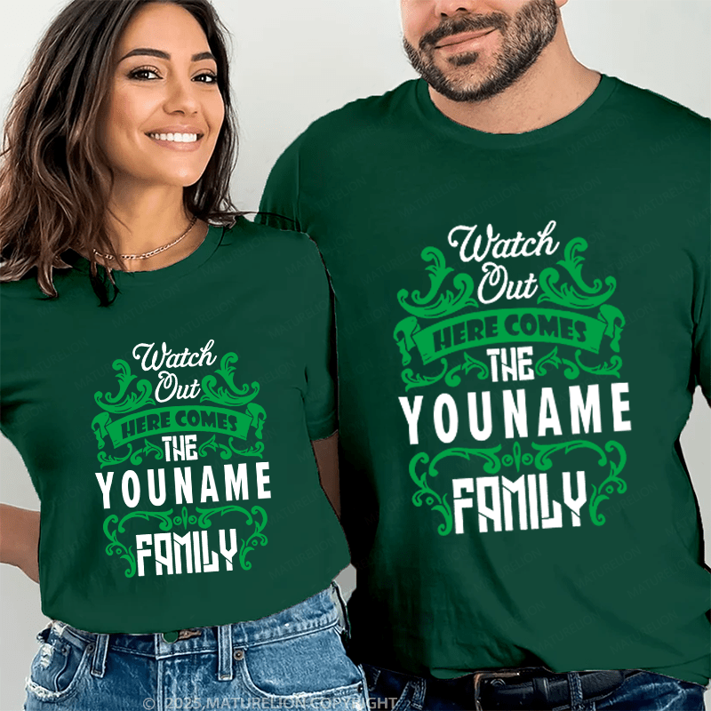 Maturelion Name Shirts Watch Out Here Comes The Zapata Family Couple T-shirt