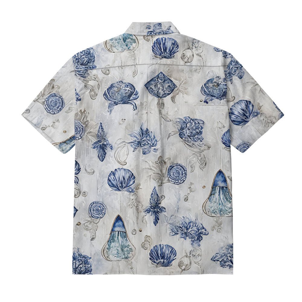 Maturelion Ocean Coast Button-down Resort Wear Aloha Cotton Hawaiian Shirt