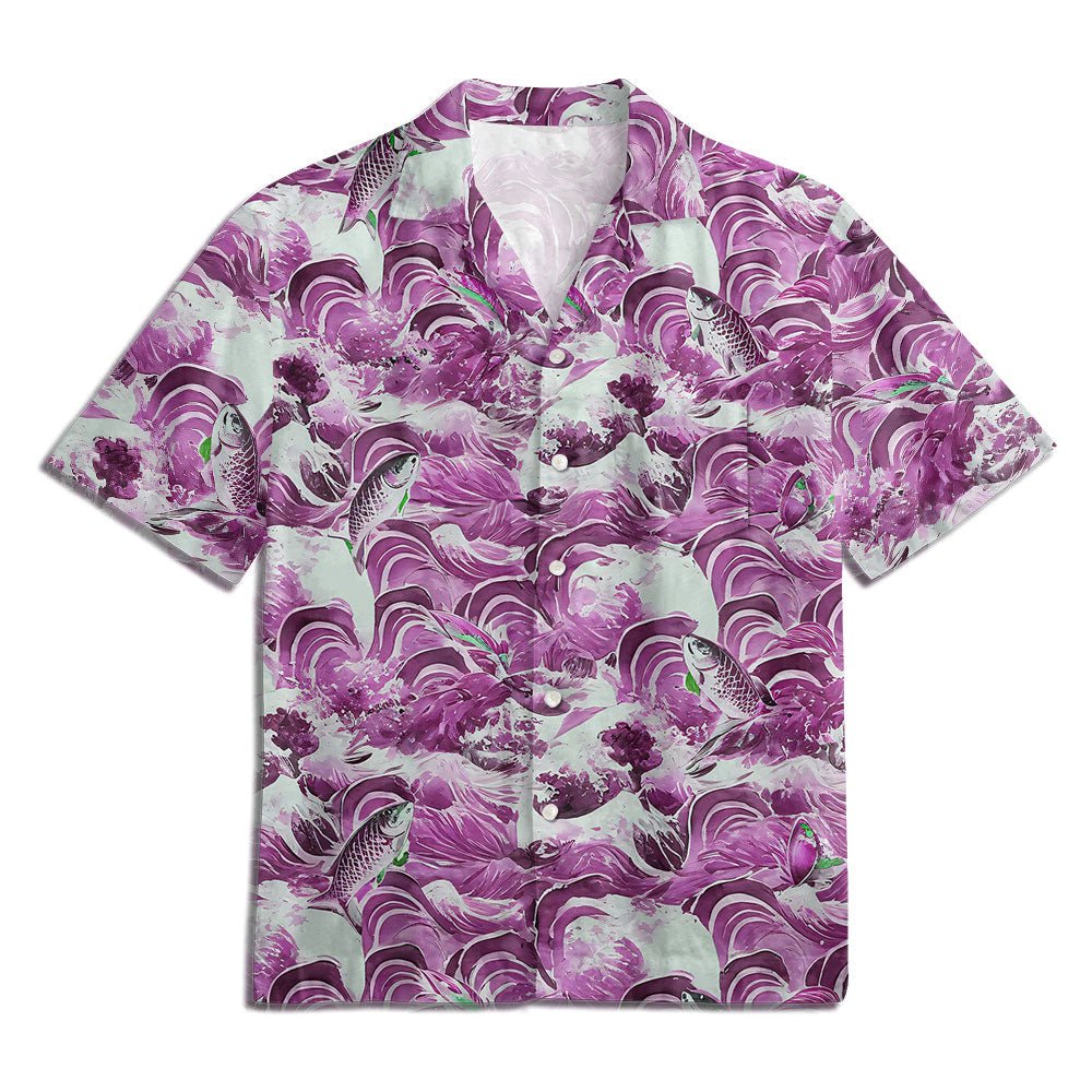 Maturelion Ocean Fish Print Hawaiian Shirt