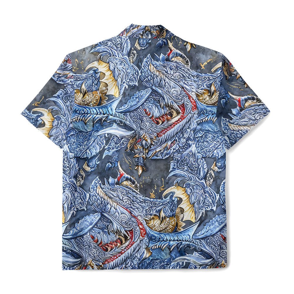 Maturelion Oceanic Pursuit Print Button-down Aloha Print Hawaiian Shirt