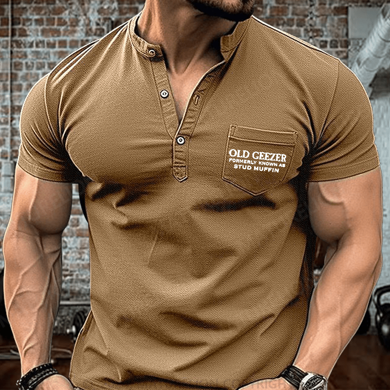 Maturelion Old Geezer Formerly Known As Stud Muffin  Henley Shirt Henley Shirt