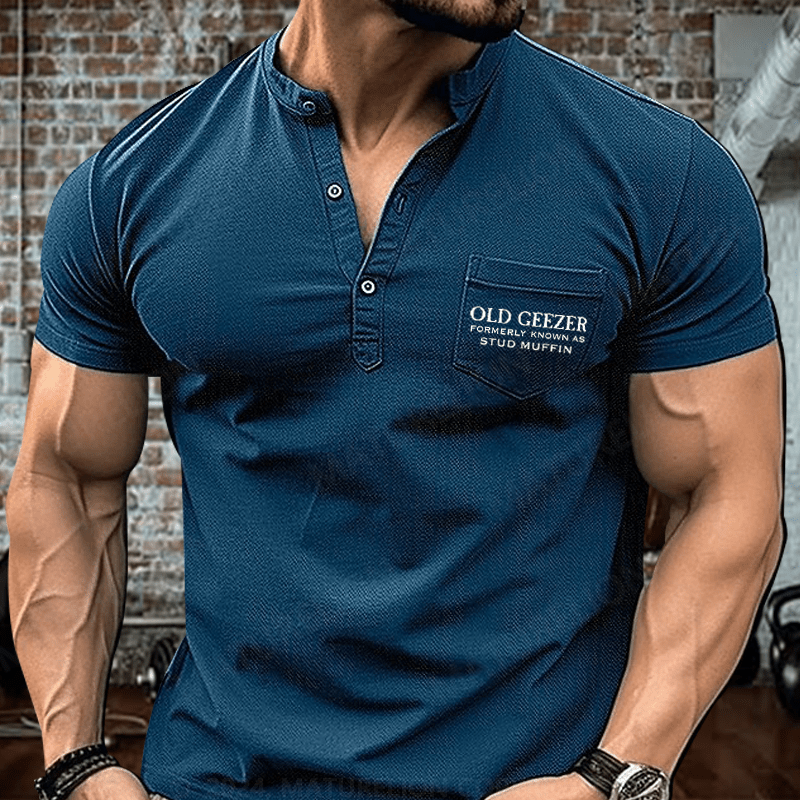 Maturelion Old Geezer Formerly Known As Stud Muffin  Henley Shirt Henley Shirt