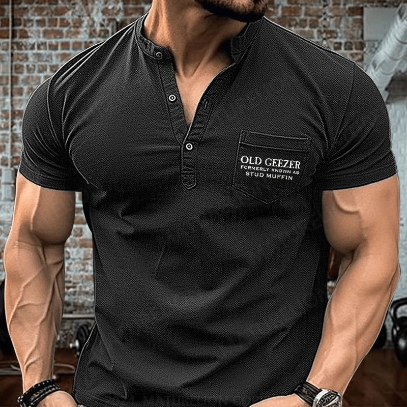 Maturelion Old Geezer Formerly Known As Stud Muffin  Henley Shirt Henley Shirt