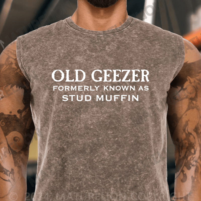 Maturelion  Old Geezer Formerly Known As Stud Muffin Vintage Washed Tank Top