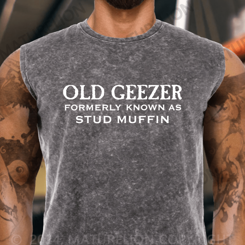 Maturelion  Old Geezer Formerly Known As Stud Muffin Vintage Washed Tank Top