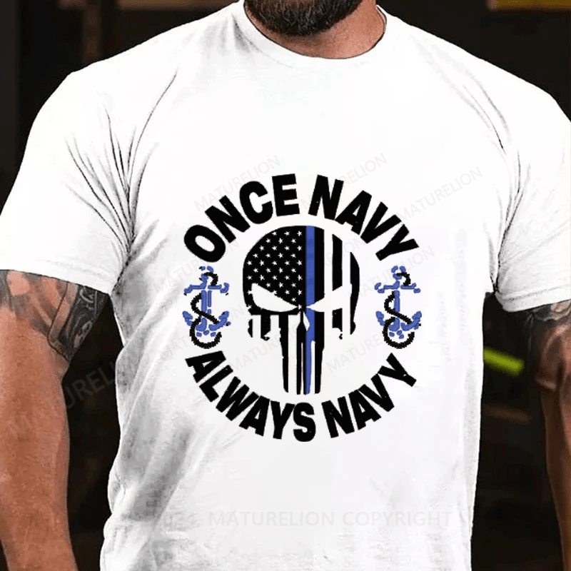 Maturelion Once Nacy Always Navy Cotton T-Shirts