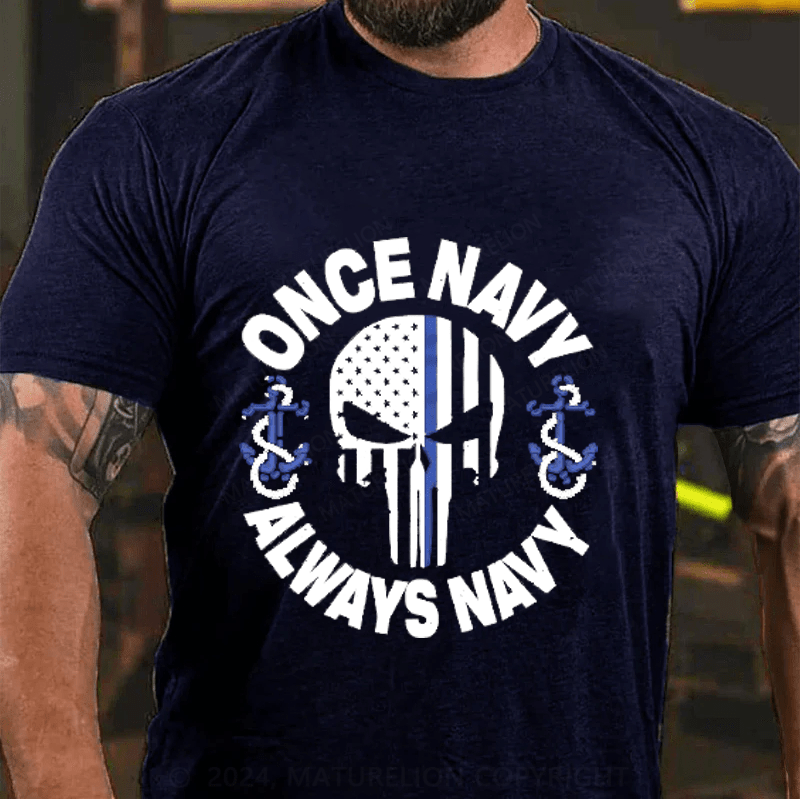 Maturelion Once Nacy Always Navy Cotton T-Shirts