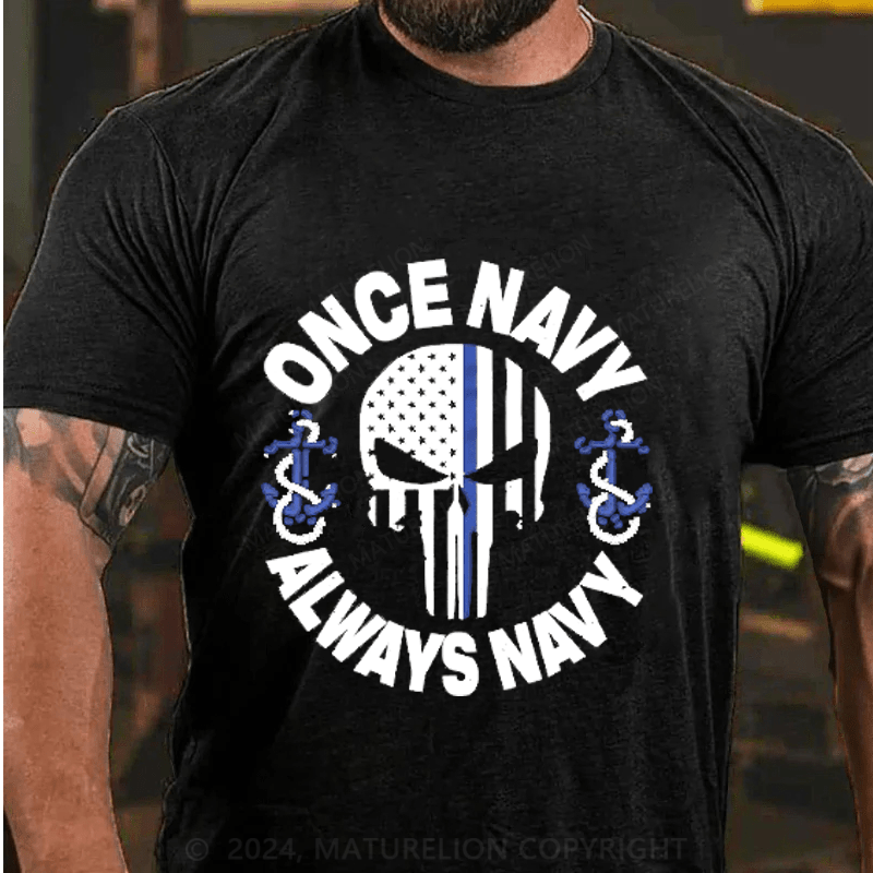 Maturelion Once Nacy Always Navy Cotton T-Shirts