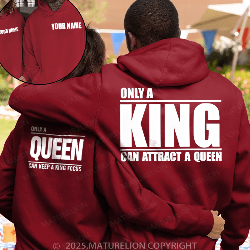 Maturelion Only A Queen Can Keep A King Focus & Only A King Can Keep A Queen Focus Couple Hoodie