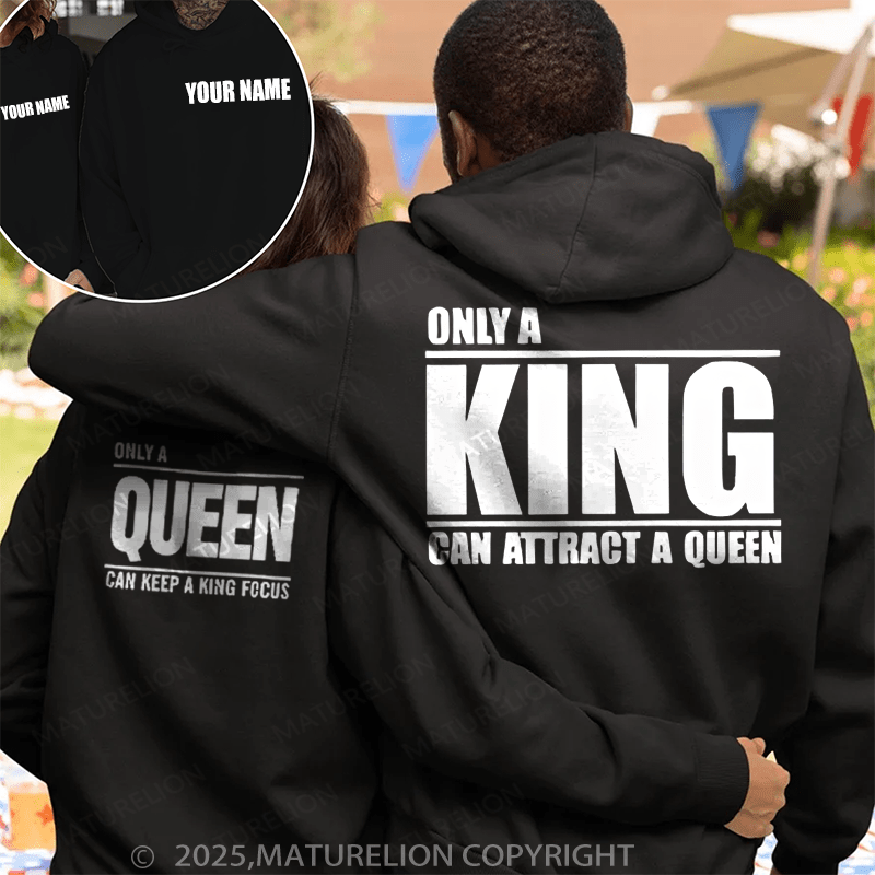 Maturelion Only A Queen Can Keep A King Focus & Only A King Can Keep A Queen Focus Couple Hoodie