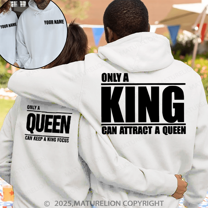 Maturelion Only A Queen Can Keep A King Focus & Only A King Can Keep A Queen Focus Couple Hoodie